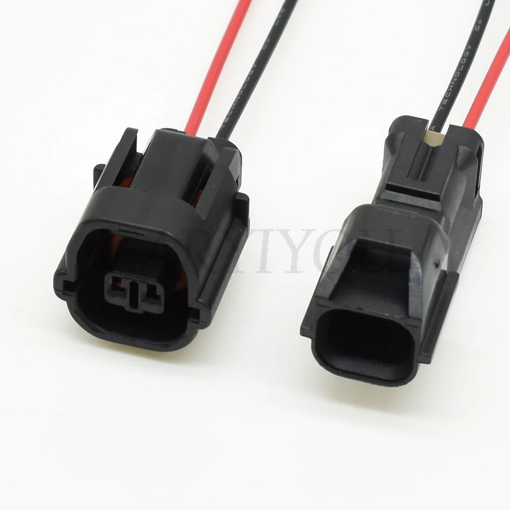Side view of 2 pin 1.2 series waterproof automotive connector for reversing radar sensor
