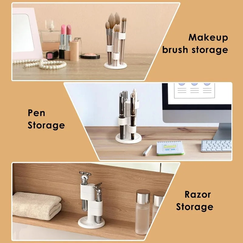 Set of 6/1PCS rotating toothbrush holders, bathroom desktop storage rack and makeup brush pen organizer, practical accessory