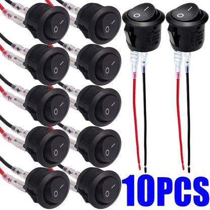 ON/OFF round rocker mini toggle switch with wires