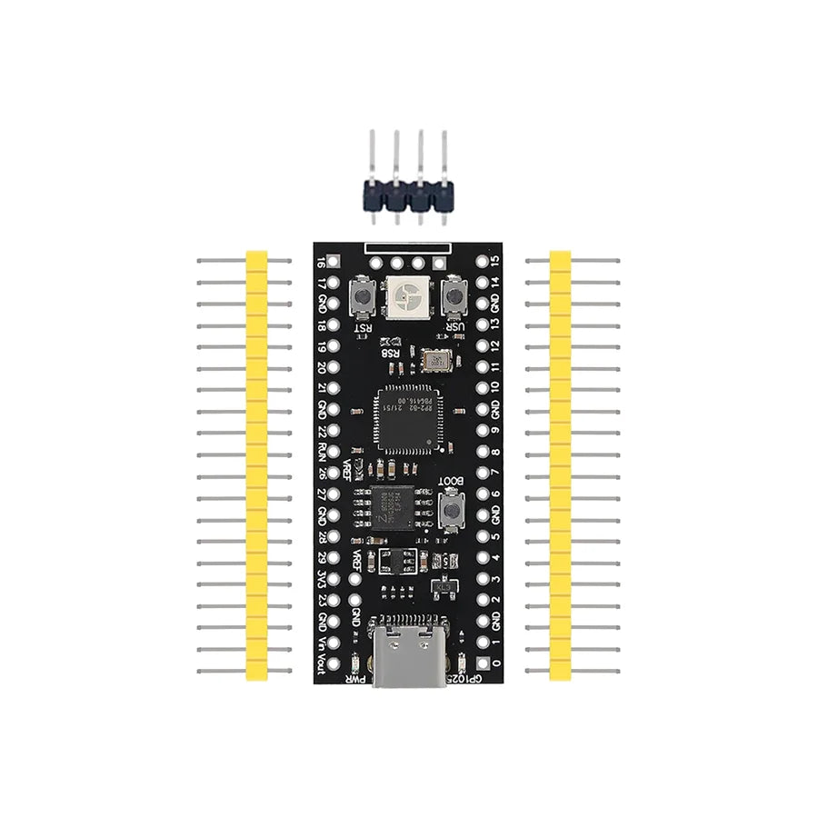 RP2040 core development board with dual-core Cortex-M0+, USB-C interface, 4MB/16MB storage, compatible with Raspberry Pi Pico and MicroPython