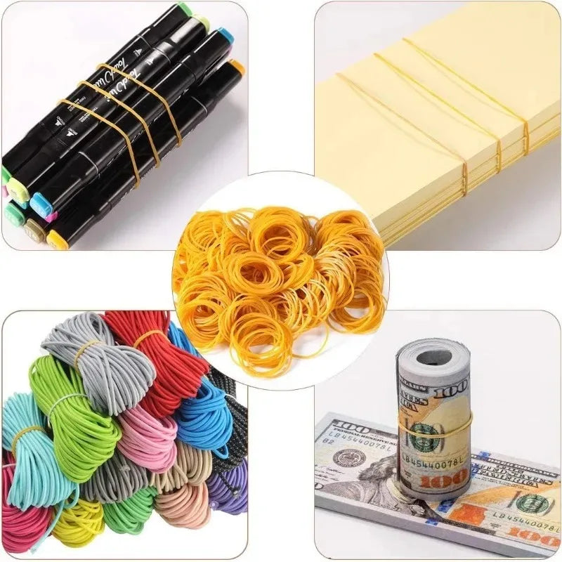 Stretchable yellow O-ring rubber bands for fastening and organization