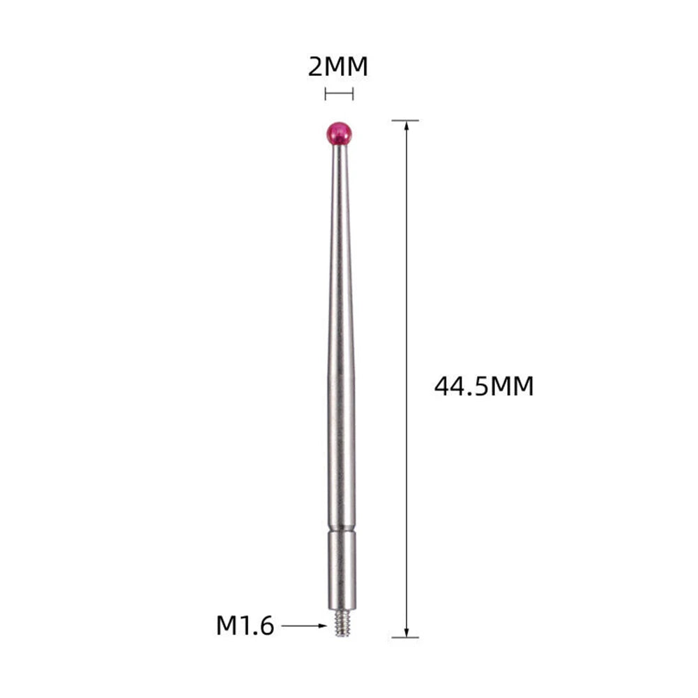 2mm ruby ball tip dial test indicator 21CZA211, threaded M1.6, 44.5mm length, suitable for CMM tool measurement and DIY setup