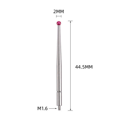 2mm ruby ball tip dial test indicator 21CZA211, threaded M1.6, 44.5mm length, suitable for CMM tool measurement and DIY setup