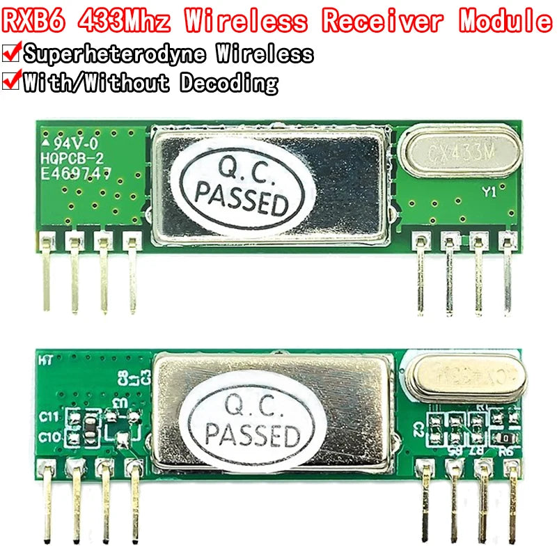 RXB60 433MHz superheterodyne wireless receiver module without decoding, compatible with Arduino and DIY electronics projects