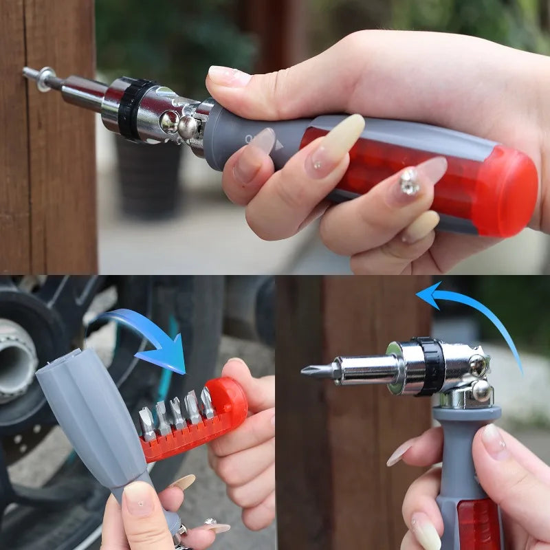 Screwdriver bits storage compartment in multifunctional screwdriver set