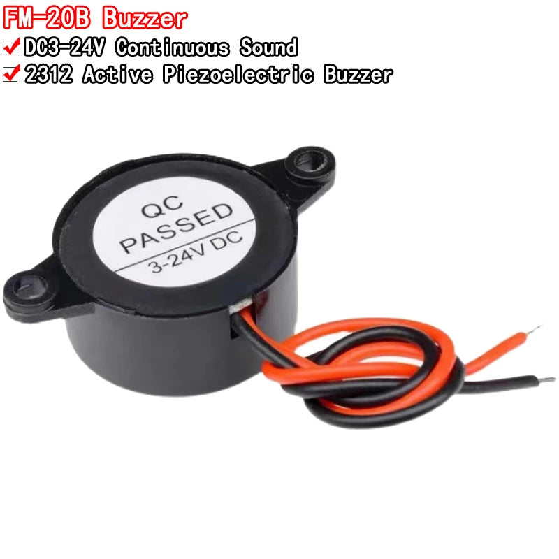 SFM-20B 85dB high decibel active buzzer alarm speaker, DC3-24V, continuous sound, piezoelectric electronic for DIY and electronics projects