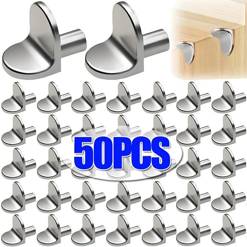 Shelf support pegs and pins for cabinet shelving