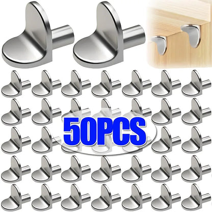 Shelf support pegs and pins for cabinet shelving