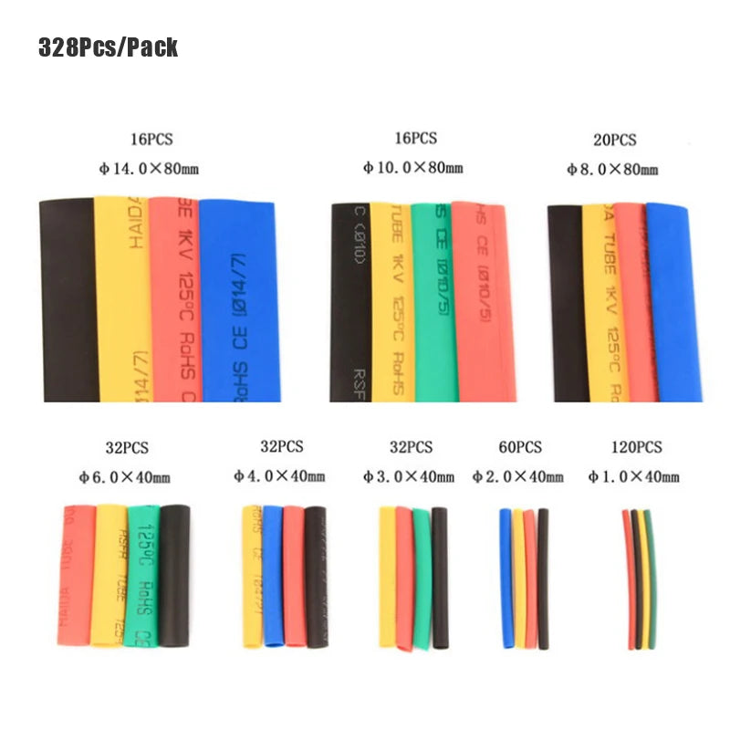 Shrinkable tubing wrap assortment set