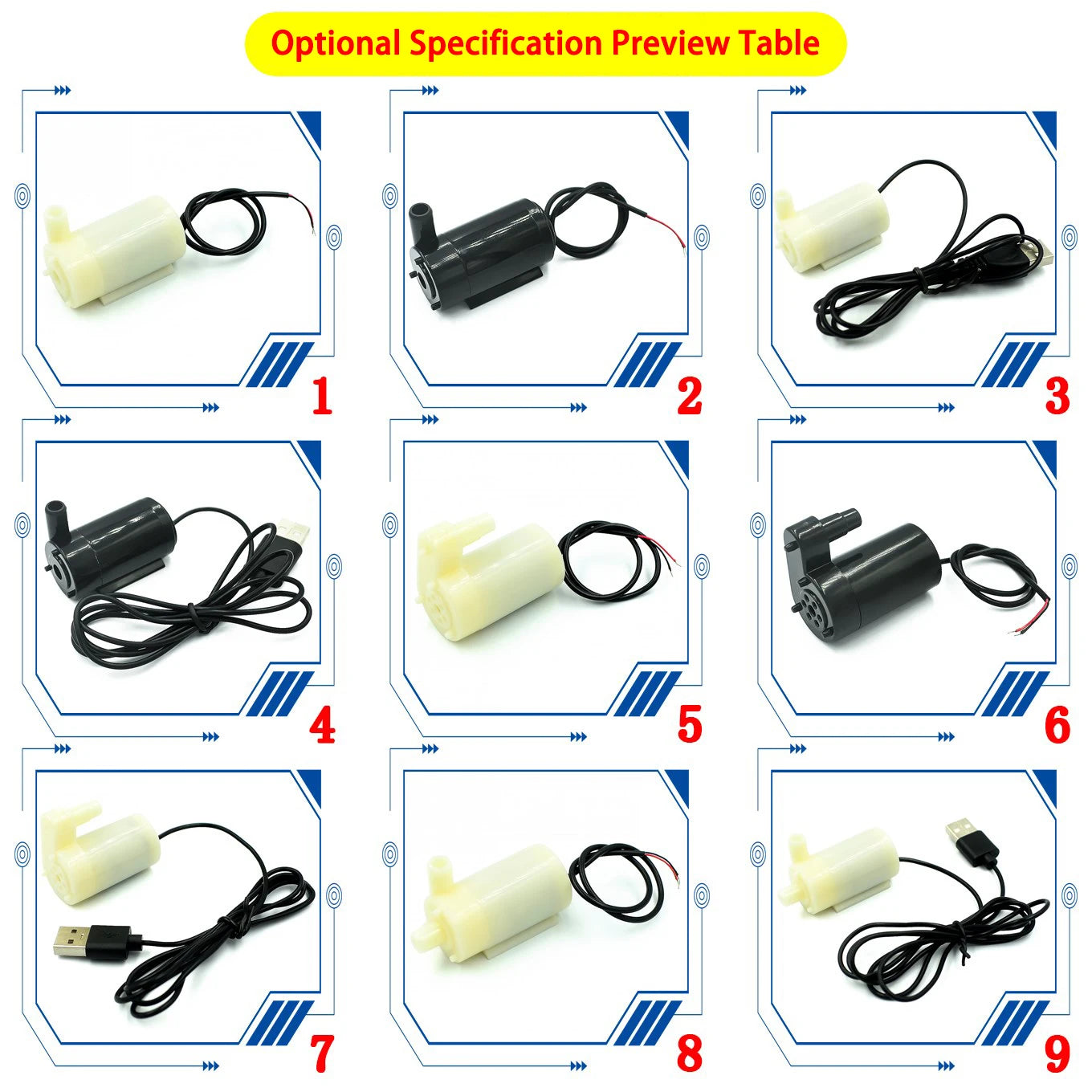 Silent mini submersible water pump DC 3V-5V for computer water cooling, USB devices, and mobile phone charger applications