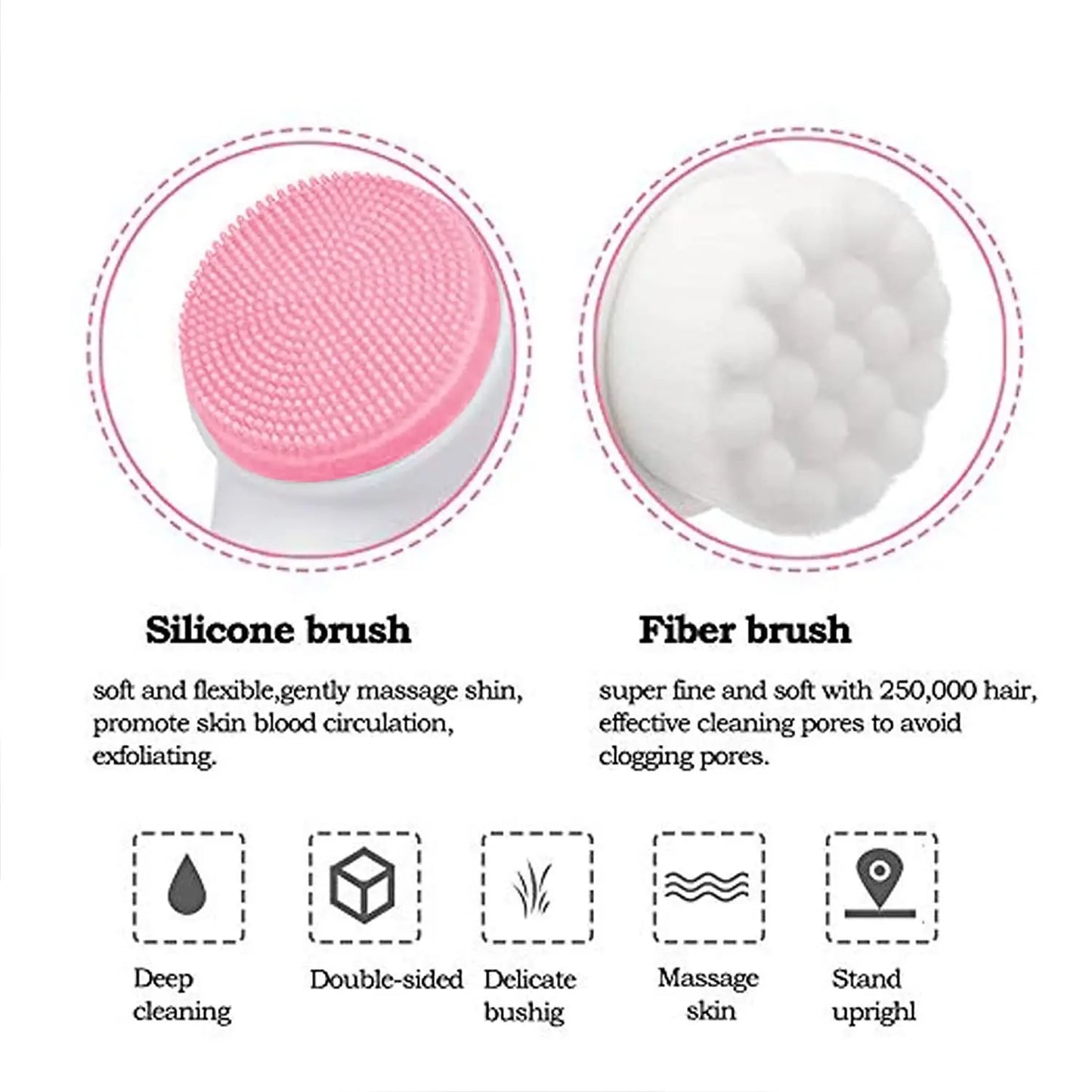 Silicone facial brush for gentle massage