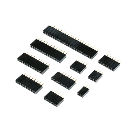 Single row female header socket with 2.54mm pitch, pin connector for Arduino, 1x2P to 1x40P, suitable for DIY electronics and prototyping