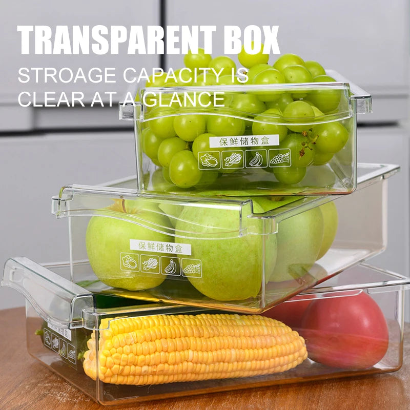 Slide out fridge shelf drawer rack organizer