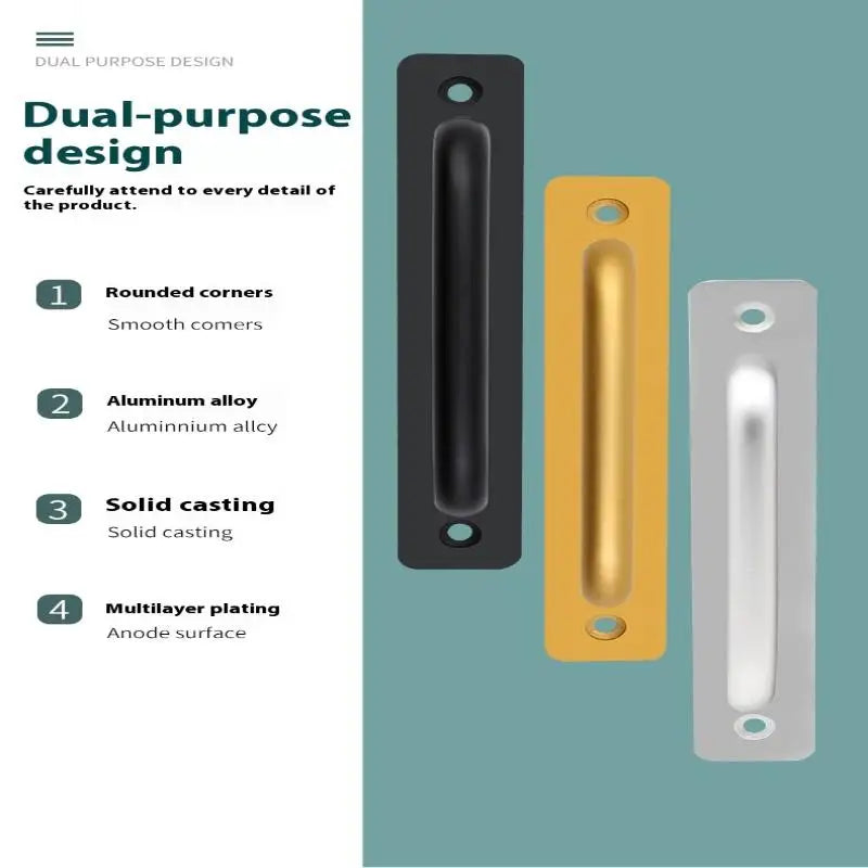 Sliding door handle pull and flush hardware set for wood door and drawer