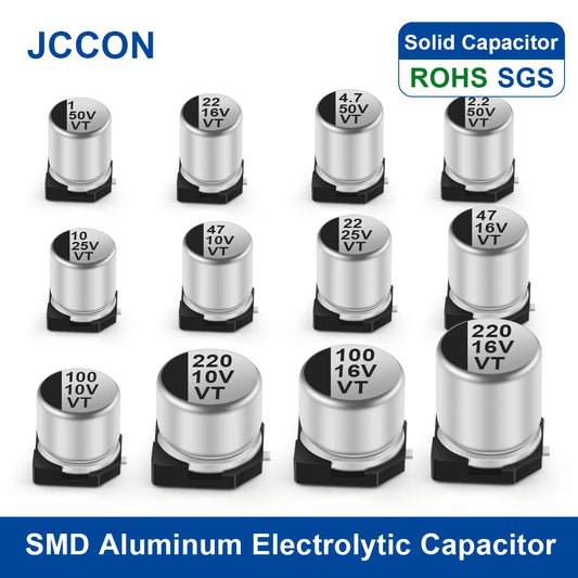 SMD Aluminum Electrolytic Capacitor 6.3V to 100V, 0.47UF to 1000UF, suitable for electronic circuits and devices