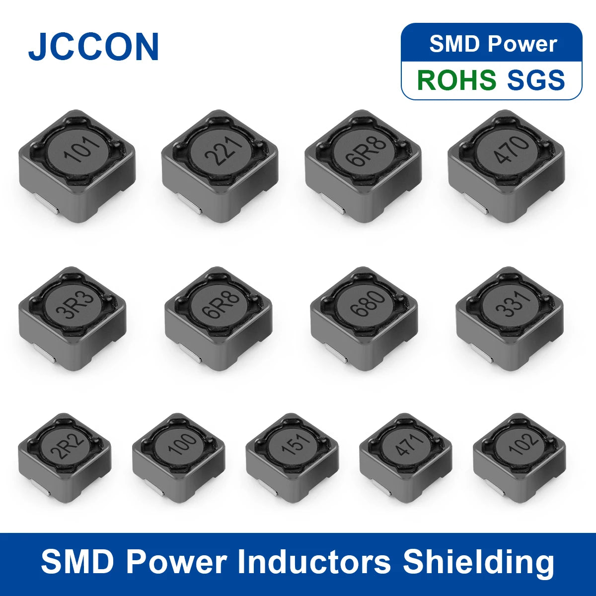 SMD molding power inductors RH74–RH129, shielded with magnetic cover, anti-interference, suitable for power supplies and electronic circuits