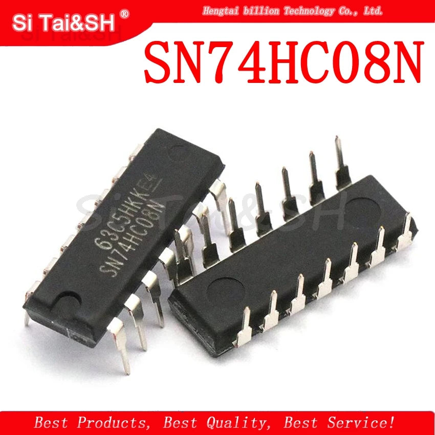 SN74HC08N DIP14 quad 2-input AND gate logic IC, 74HC08 DIP-14, new and original for digital circuits and electronics projects