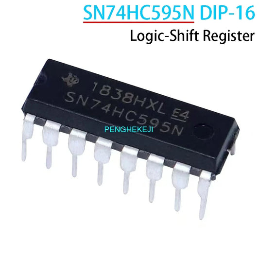 SN74HC595N DIP-16 logic shift register IC, compatible with 74HC595, suitable for digital circuits, LED control, and electronics projects