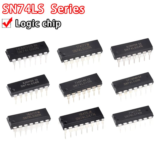 SN74LS series logic ICs in DIP package, multiple models, ideal for DIY electronics, Arduino projects, and digital circuit prototyping