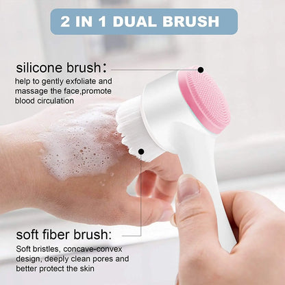 Soft bristle silicone face cleanser brush
