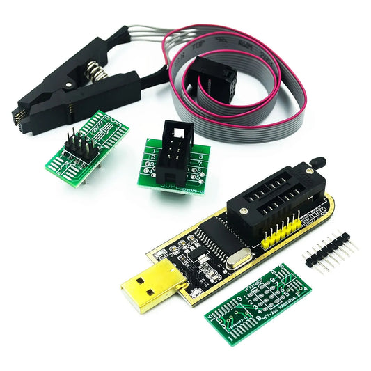 SOIC8/SOP8 test clip for EEPROM 93CXX, 25CXX, 24CXX with CH341 USB programmer module for BIOS and flash memory programming