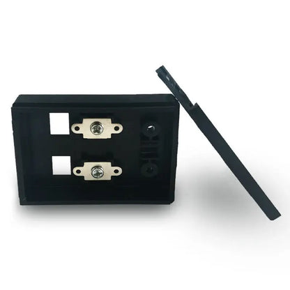 Plastic solar junction box providing cable protection for solar panels