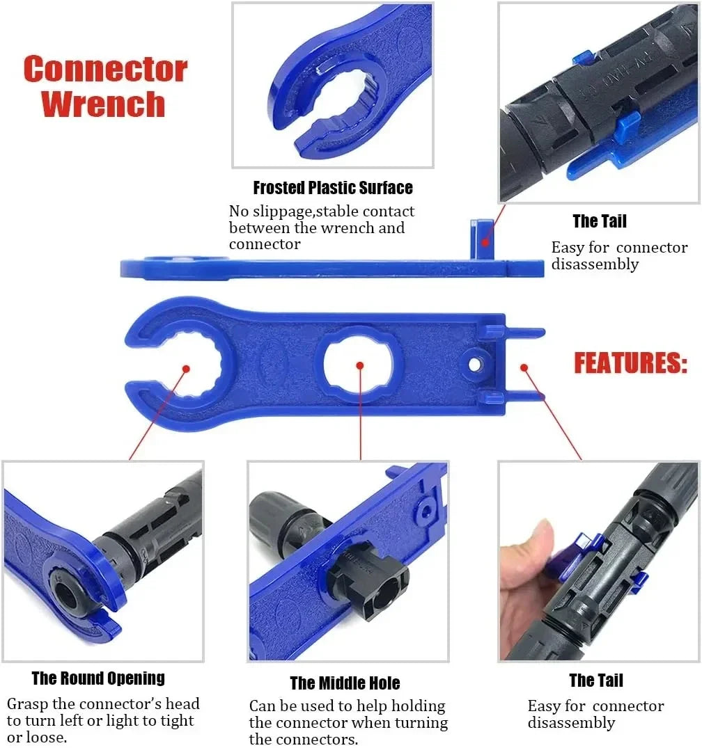Bulk photovoltaic solar connectors kit 1000V 30A for PV/MC cables 2.5/4/6mm², available in 10/20/40/100/200/400 Pcs packs