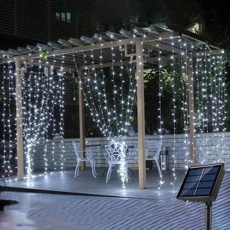 Solar-powered fairy lights for outdoor use in garden or patio
