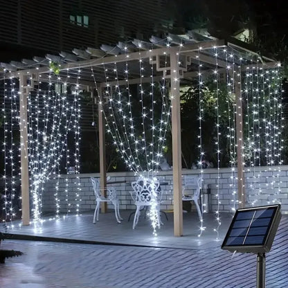 Solar-powered fairy lights for outdoor use in garden or patio