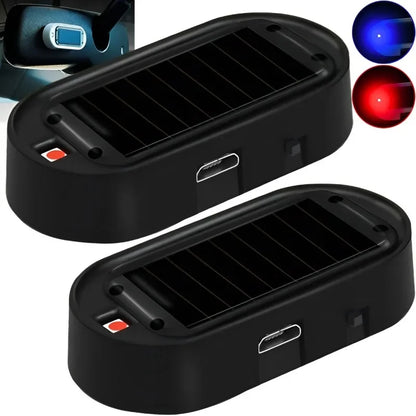 Solar powered fake security alarm LED flashing light