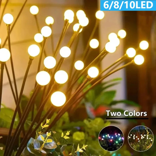 Solar garden lights, 6/8/10 LED firefly style, outdoor landscape lighting for wedding, Christmas, and lawn decoration
