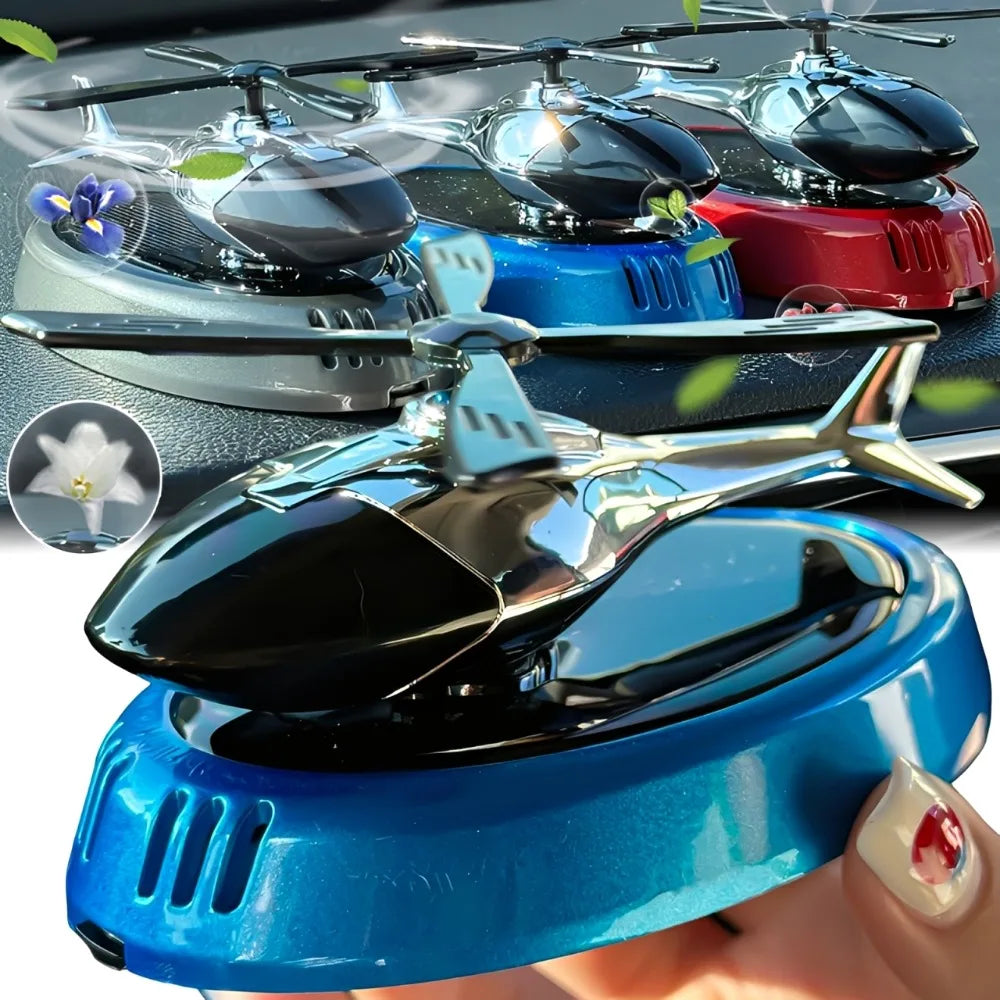 Solar powered rotating helicopter air freshener