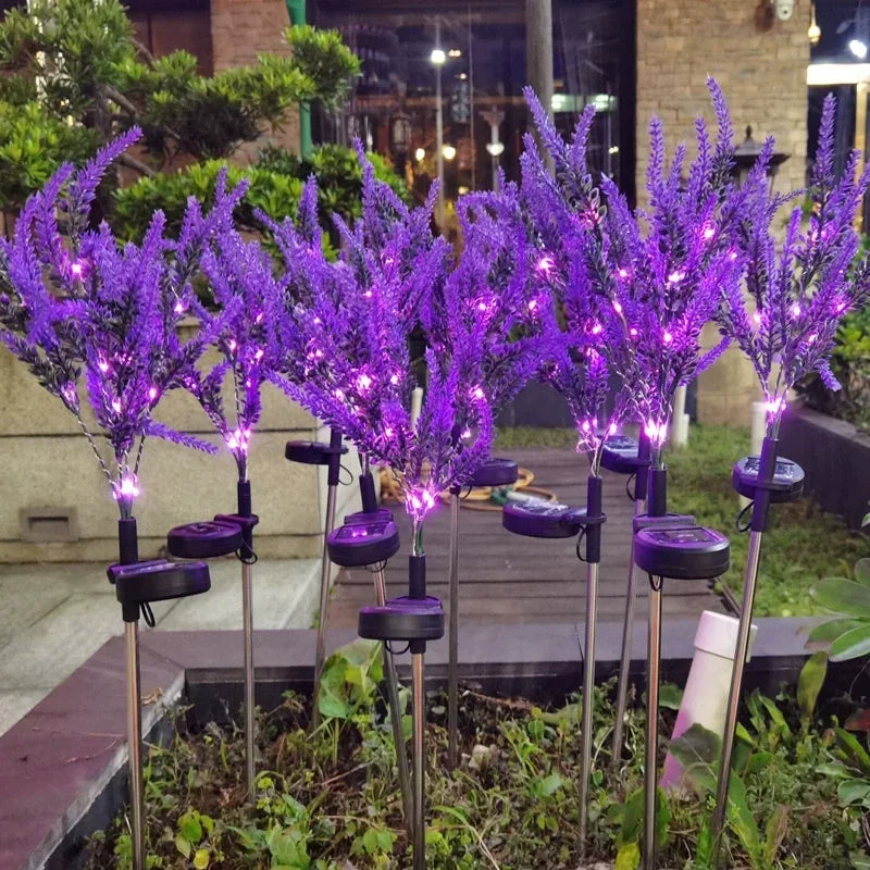 1PC solar lights outdoor decorative, purple lavender flower solar garden lamp for yard, patio, and garden decor