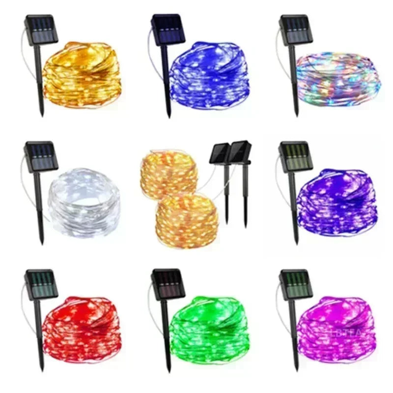 solar LED fairy light outdoor waterproof garland string lights for garden decor