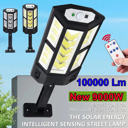 Powerful solar LED street light with motion sensor and super bright COB lighting