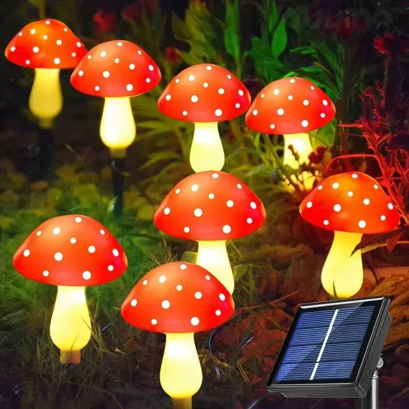 Solar mushroom lights with 8/12/20 head stakes for garden decor