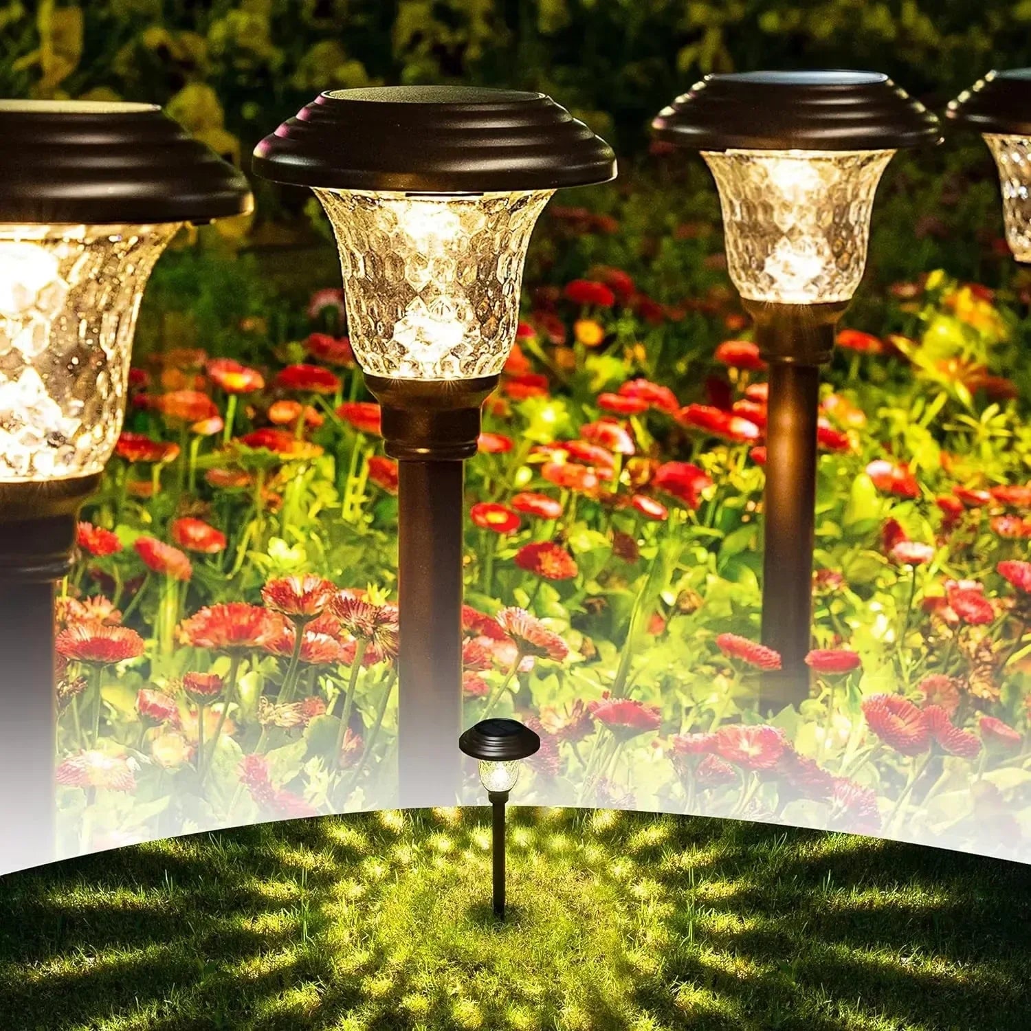 Solar powered pathway garden lights outdoor waterproof LED