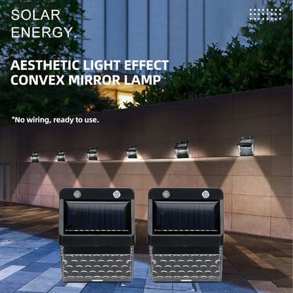 Solar LED wall lamp for patio and outdoor use