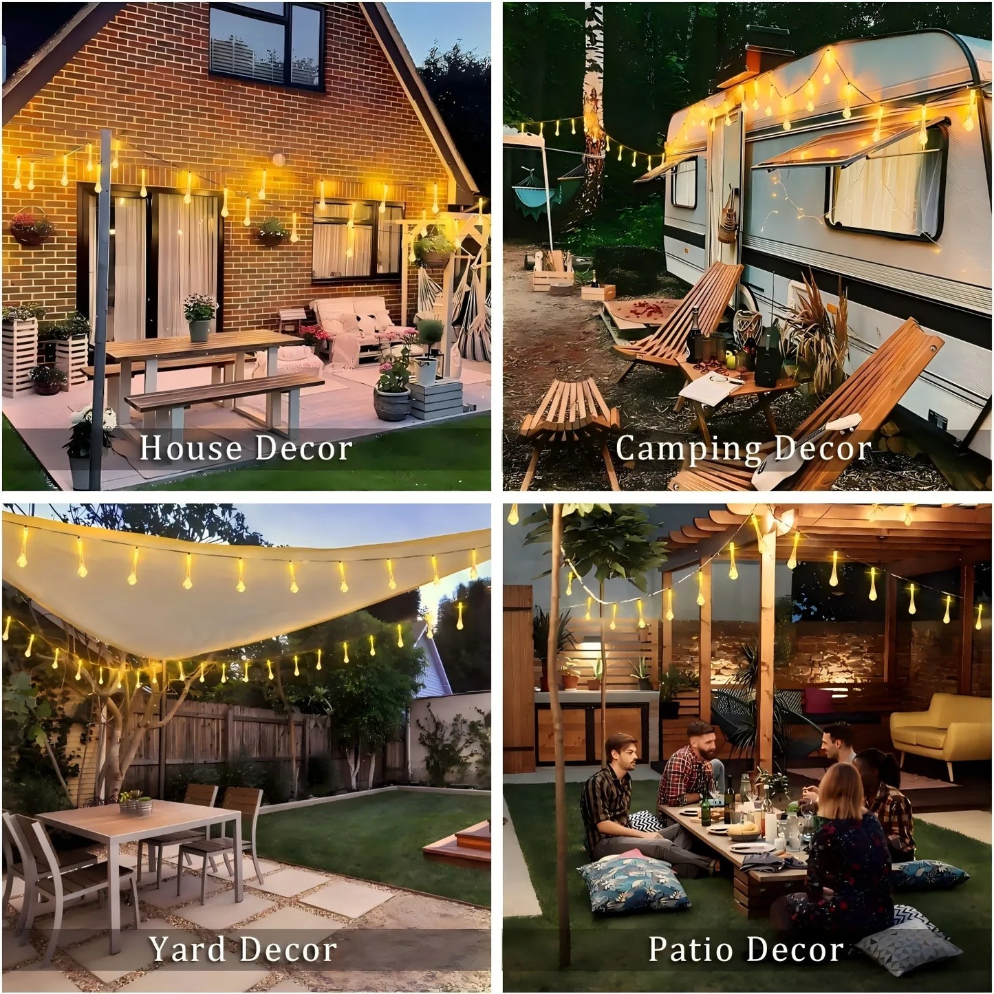 Solar powered Christmas string lights for festive outdoor décor