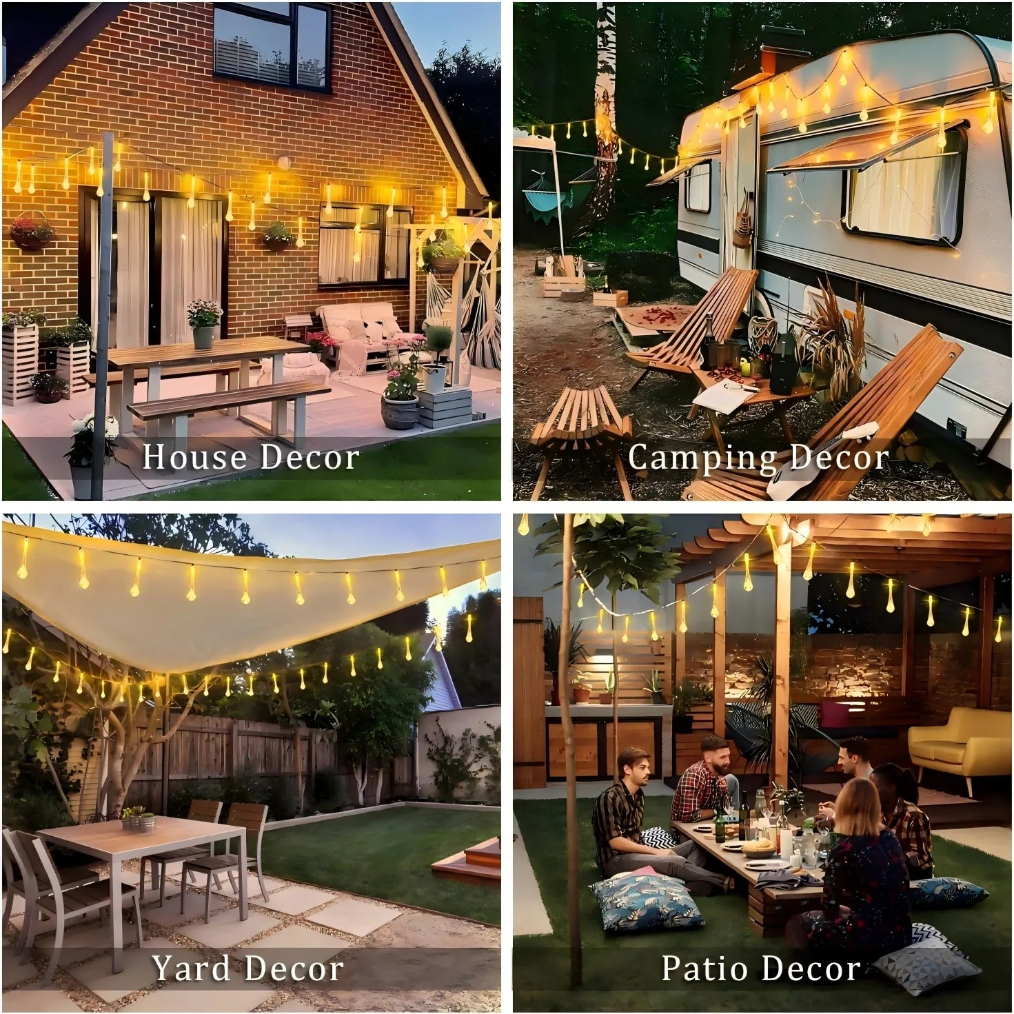 Solar powered Christmas string lights for festive outdoor décor