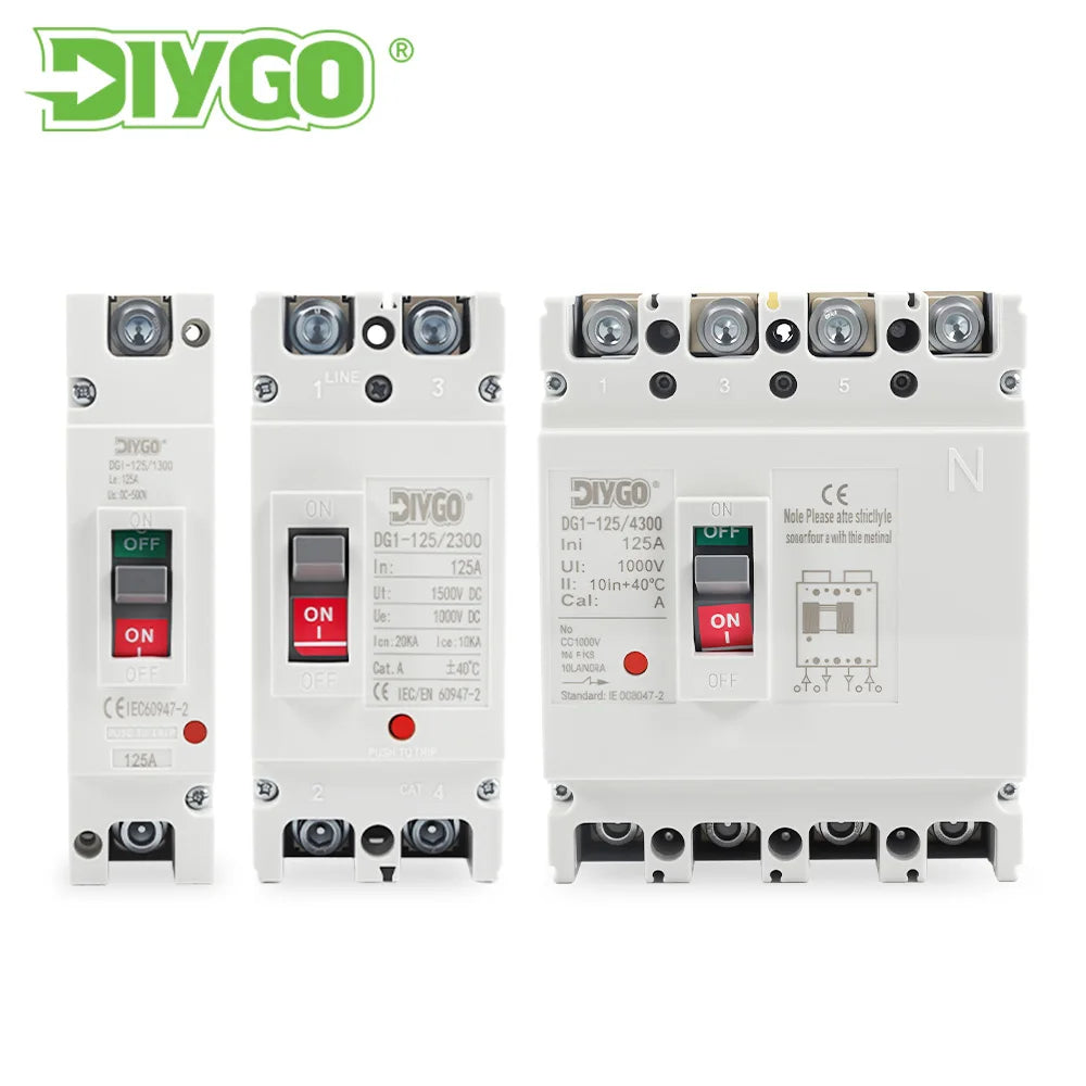MCCB DC 500V 1000V overload protection switch for solar PV 1P, 2P, 4P