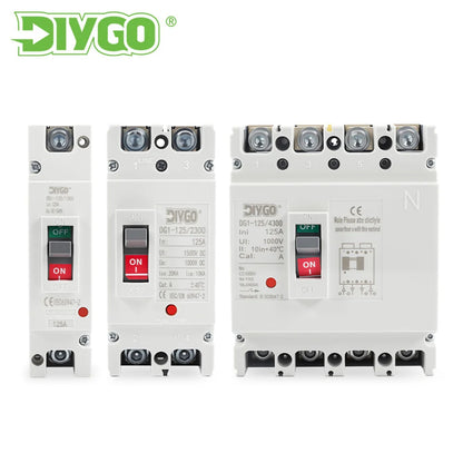 MCCB DC 500V 1000V overload protection switch for solar PV 1P, 2P, 4P