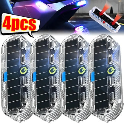 Solar LED warning tail light for collision prevention