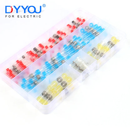 100/120 PCS solder seal wire connectors, heat shrink butt connectors, waterproof insulated electrical wire terminals