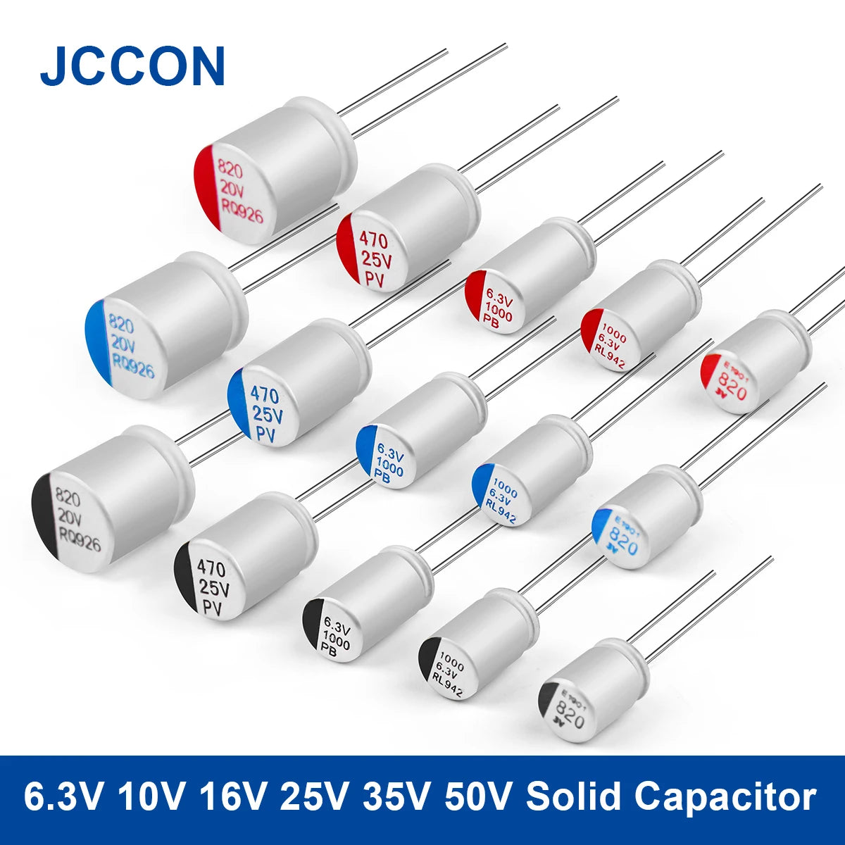 Solid capacitor 6.3V to 50V 100uF to 1000uF for motherboard and graphics card applications