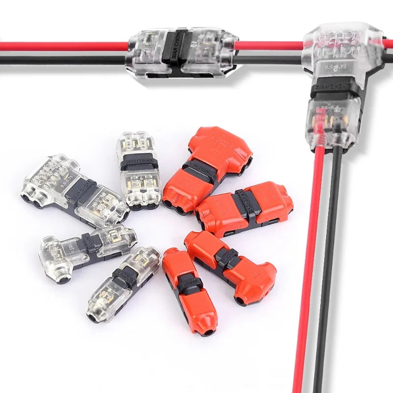 T tap wire connector with solid connection design