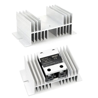 Aluminum heat sink for SSR solid state relay, 10A–100A, suitable for 12V, 24V, 48V, 220V single or three phase