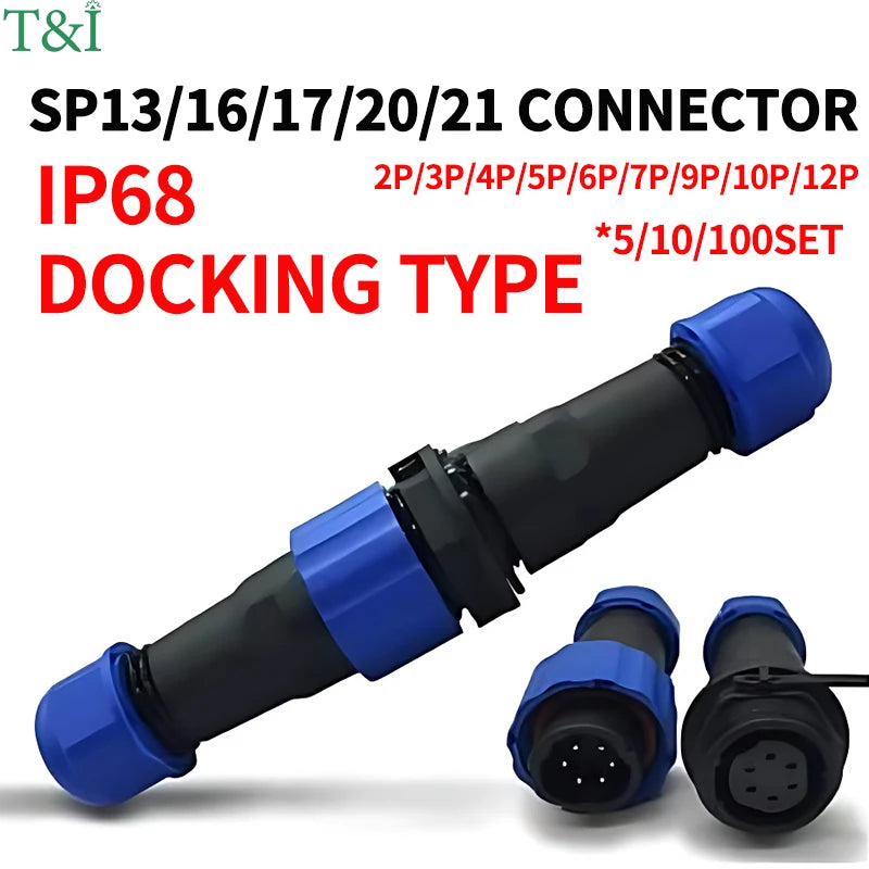 SP series IP68 waterproof aviation connector SP13 SP16 SP17 SP20 SP21 2-12Pin panel mount plug and socket