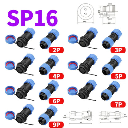 SP series IP68 aviation connector panel mount plug and socket for 2P 3P 4P 5P 6P 7P 12Pin configurations