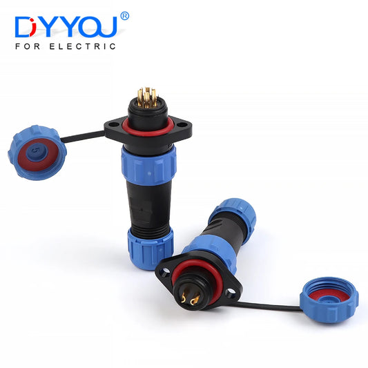SP13 flange type waterproof connector plug socket, electrical cable wire for outdoor IP68 aviation industrial use, male and female connectors